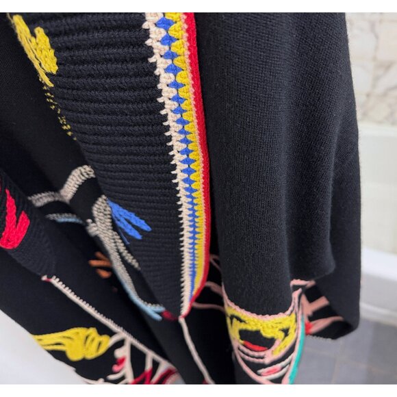 Alice + Olivia Tom Wesselmann Astrid Cardigan Sweater Black Natural Beauty L - Picture 9 of 16